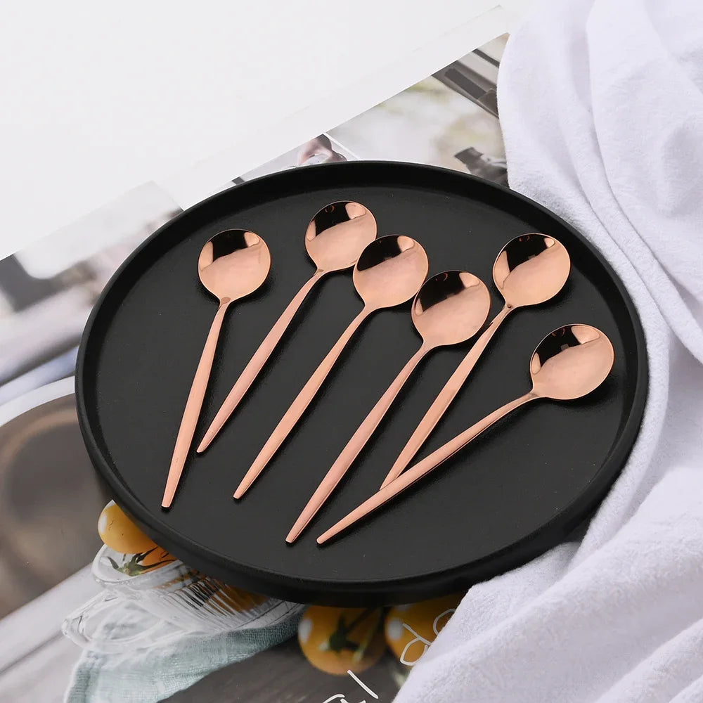 Metal Dinnerware Set Rose Gold