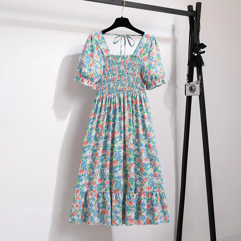 Summer Pleated Chiffon Dress