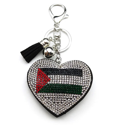 Palestine Flag Full Crystals Heart