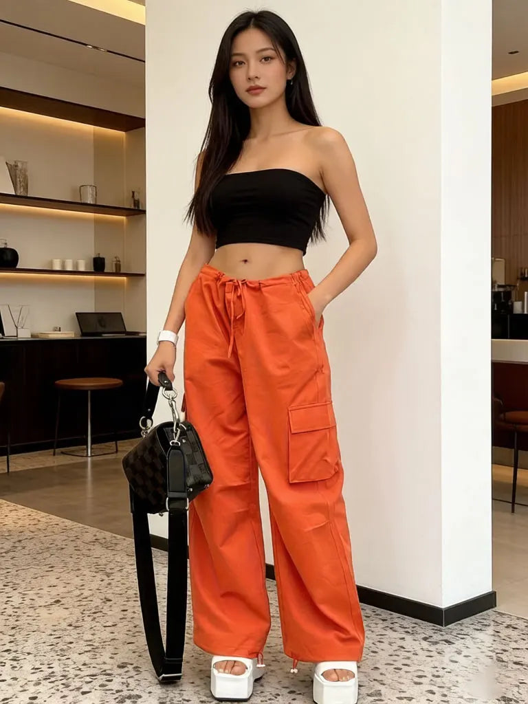 Plus Size Cargo Wide-Leg Pants