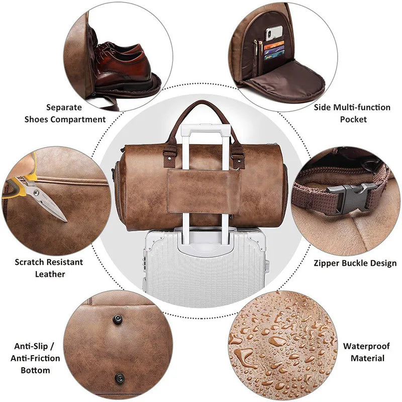 Foldable PU Leather Garment Bag