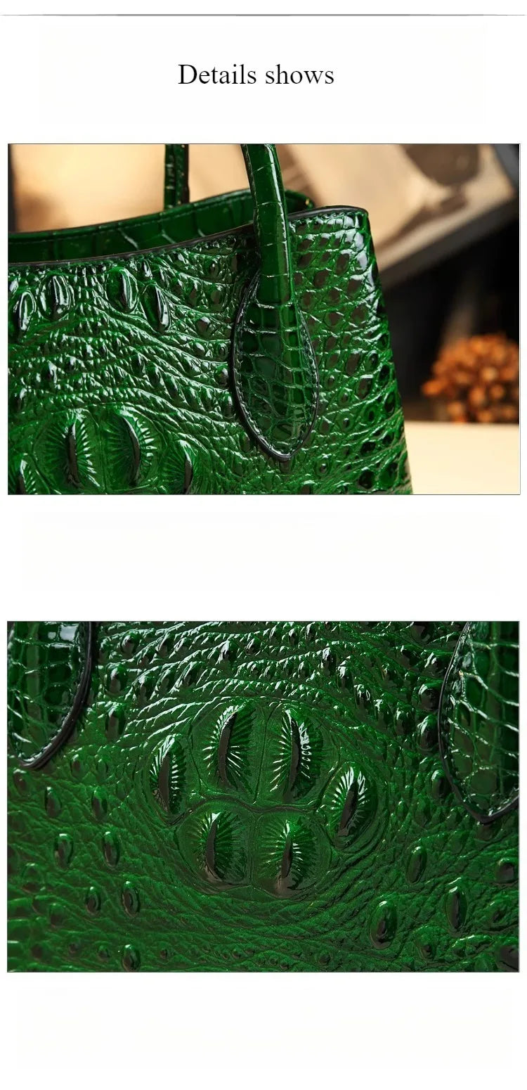 Polyester Zipper Shoulder Bag Crocodile