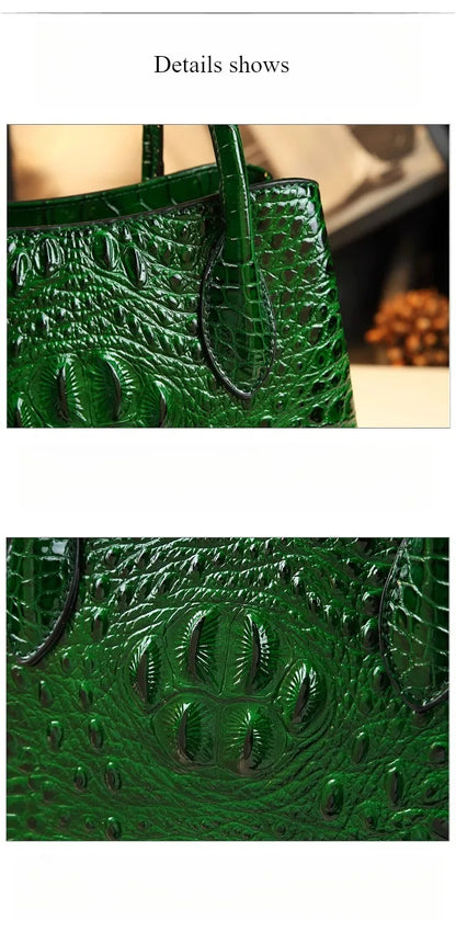 Polyester Zipper Shoulder Bag Crocodile
