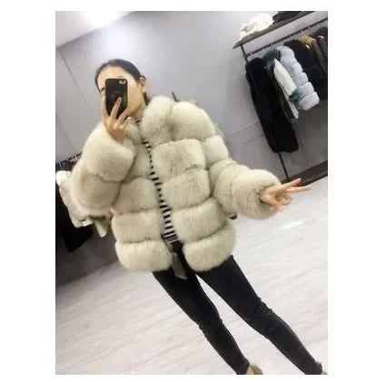 Spliced Faux Fur Short Coat