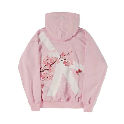 Pink Print Oversized Hoodie