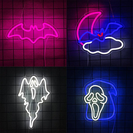 Bat and Ghost Neon Sign