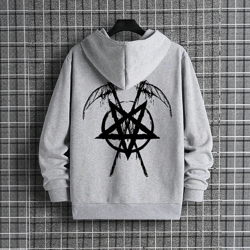 Pentagram Print Hooded Sweatshirt