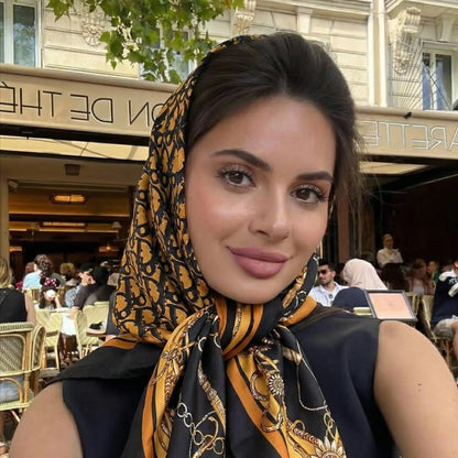 Paisley Print Satin Square Scarf