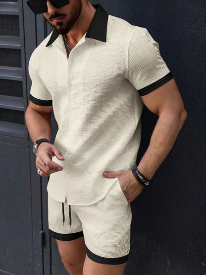 Cotton Linen Jacquard Shirt Set