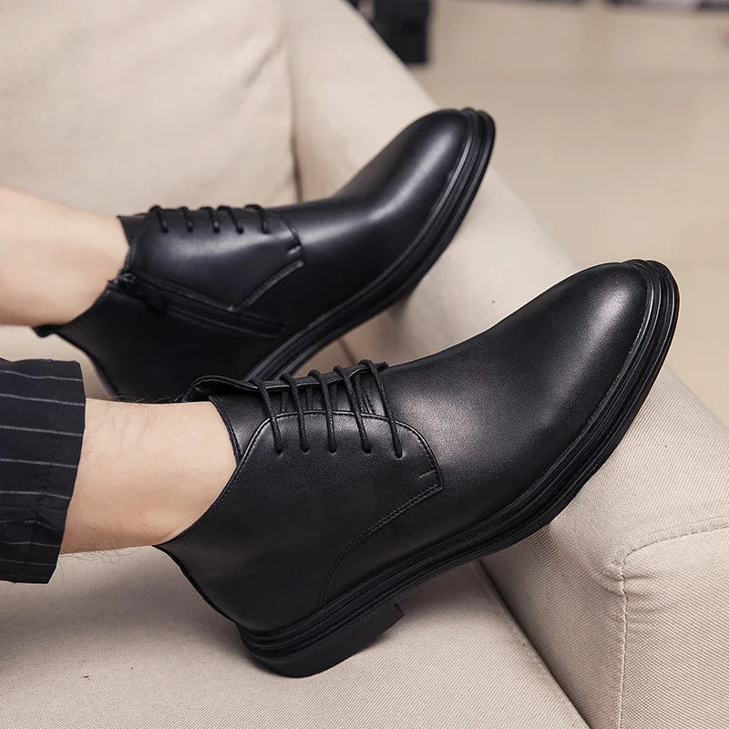 Round-Toe Zippered Ankle Boots