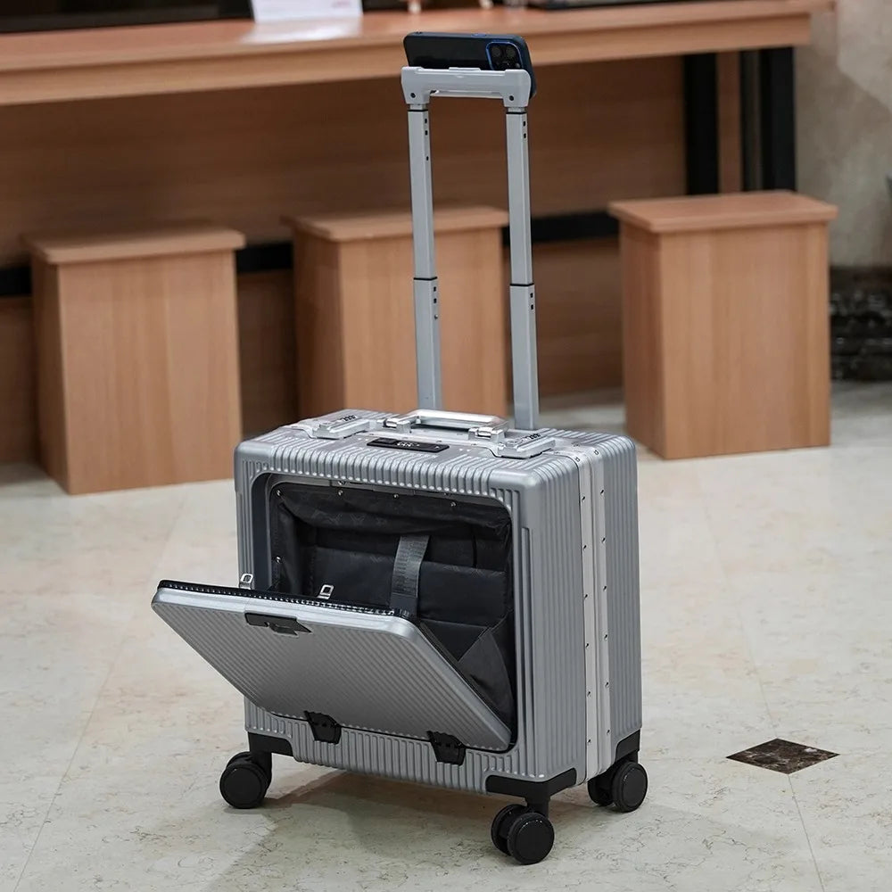 Front-Pocket Aluminum Frame Suitcase
