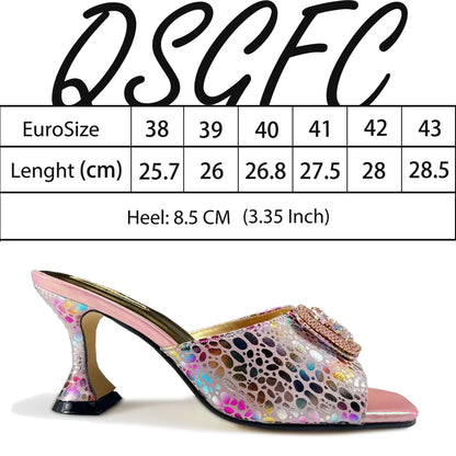 Queena Yan Italian Pink Rhinestone Heels