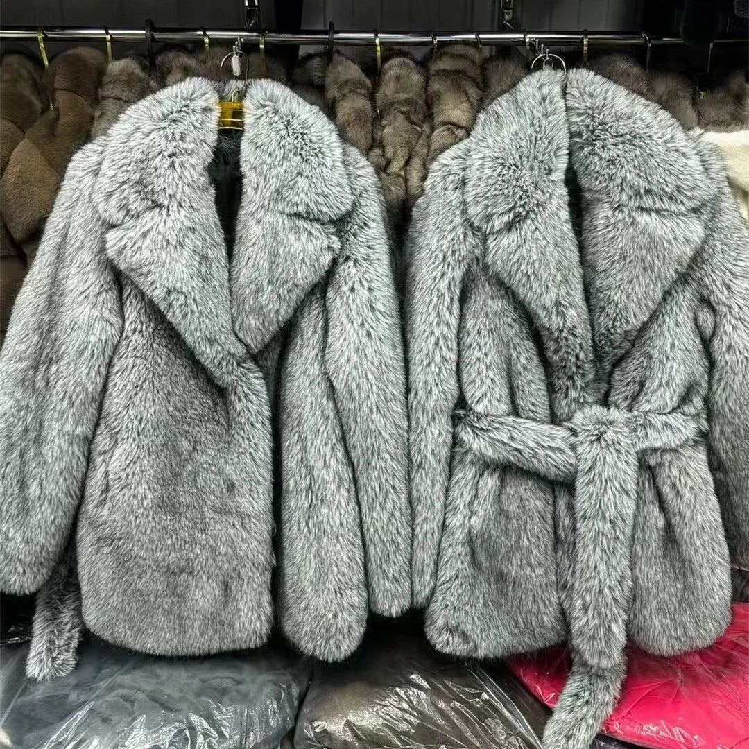Silver Fox Faux Fur Coat