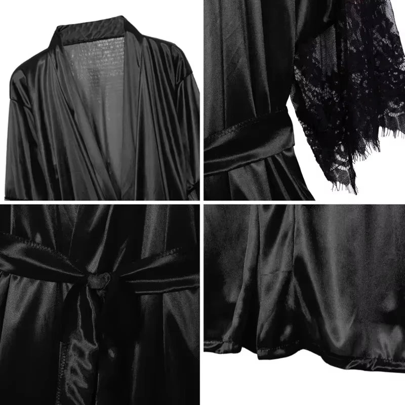 Satin Lace Mini Robe