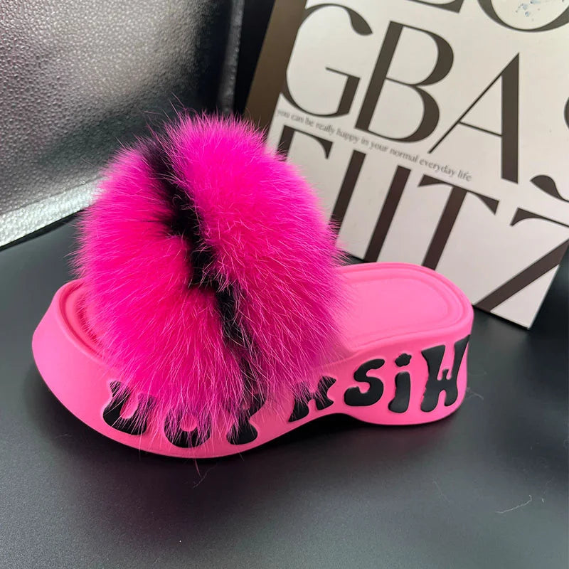 Fur Wedge Party Sandals