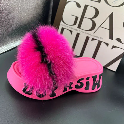 Fur Wedge Party Sandals
