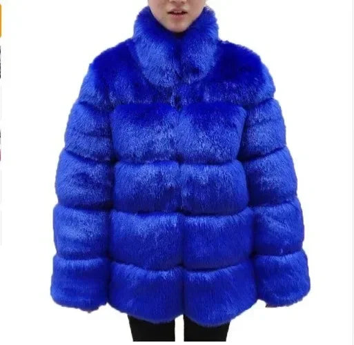 Spliced Faux Fur Short Coat