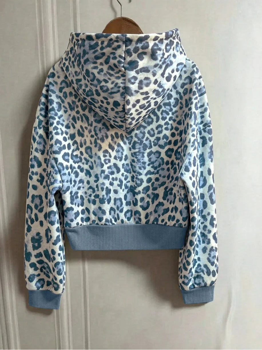 Grey Leopard Zip Hoodie
