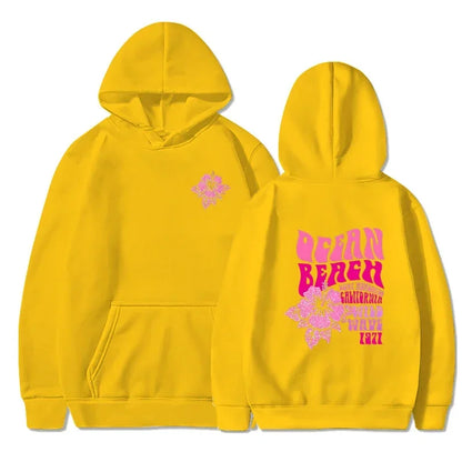 Flower Slogan Pullover Hoodie
