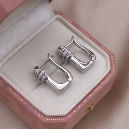 Two-Tone Zircon Ball Hoop Earrings