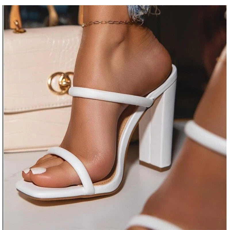 Spike Heel Cross-Strap Sandals