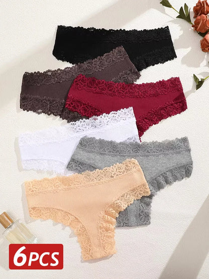 Lace Cotton Brazilian Panty Set