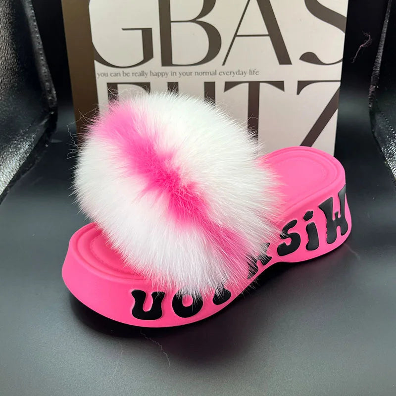 Fur Wedge Party Sandals