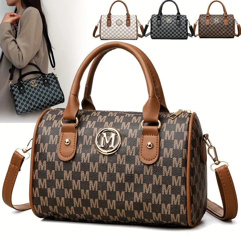 Women’s Alphabet Shoulder Bag with Golden “M” Logo