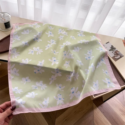 Square Silk Floral Scarf