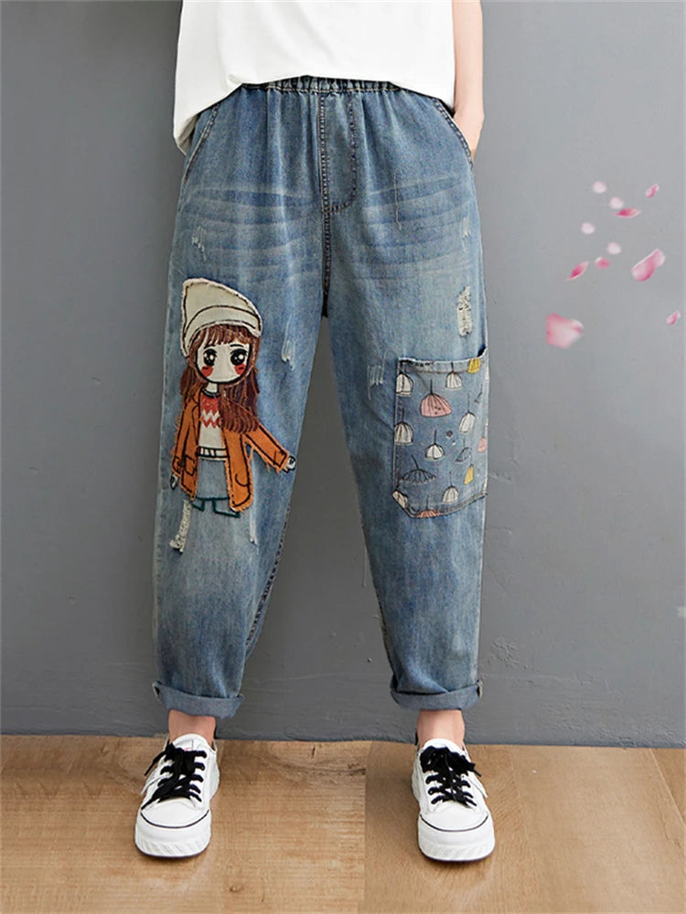 Embroidered Harem Jeans