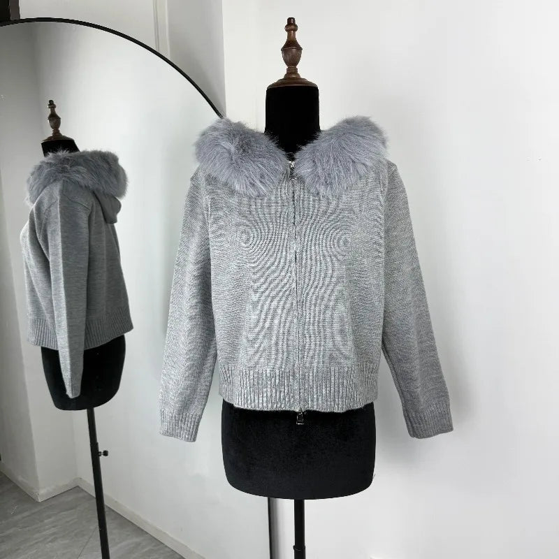 Knit Zip Cardigan Hoodie