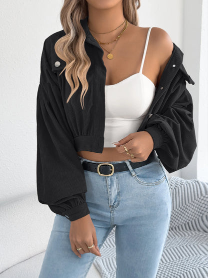 Corduroy Cropped Button Jacket