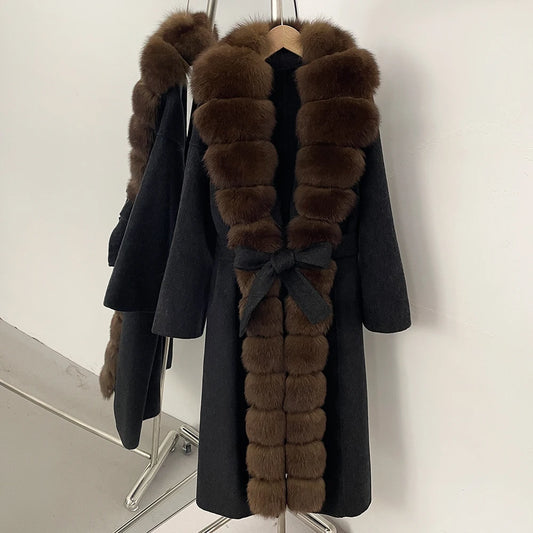 Fox Fur Wool Coat