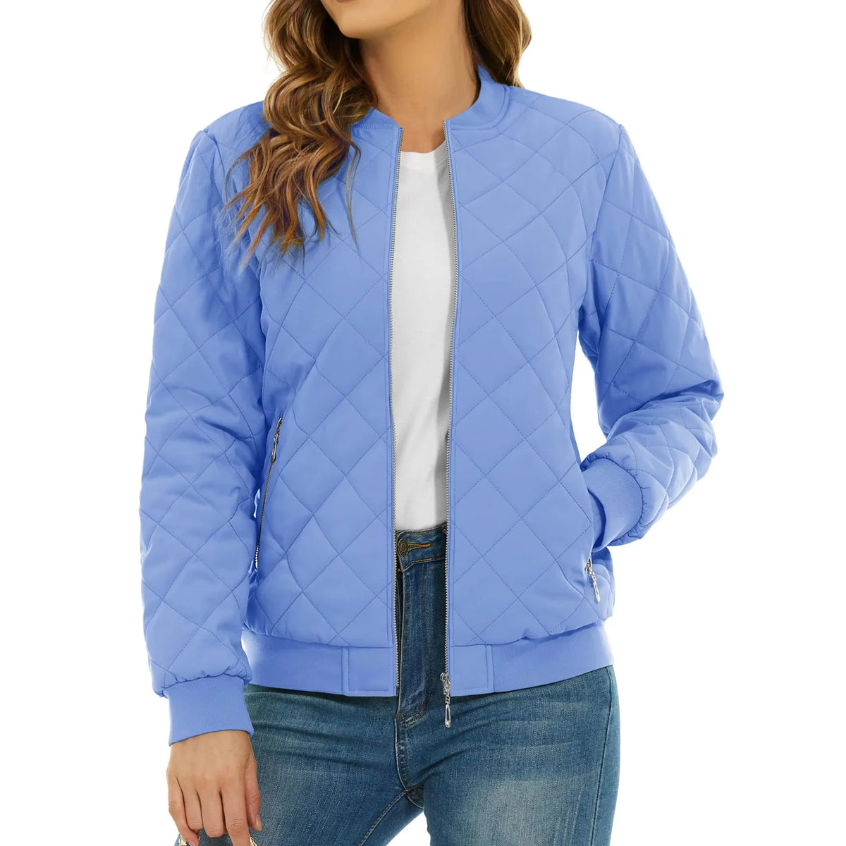 Diamond Quilted Bomber Jacket