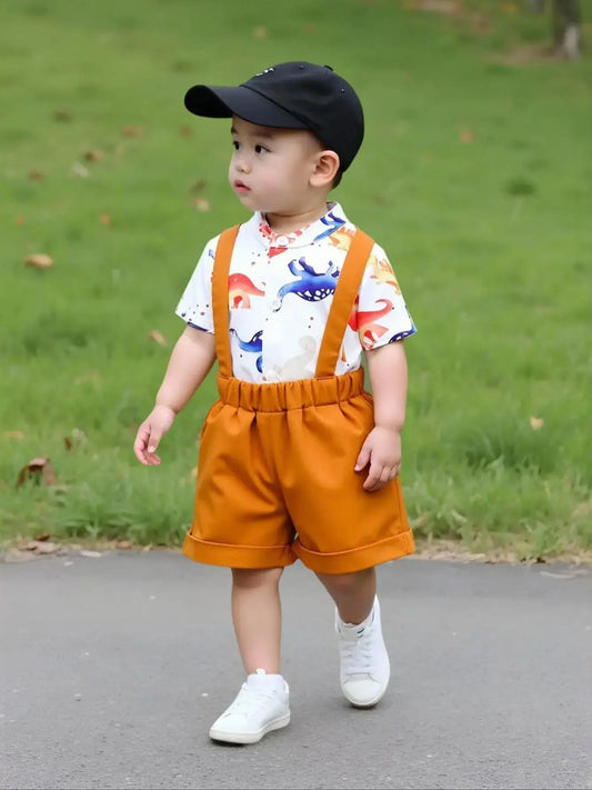 Animal Print Shirt and Overalls Set