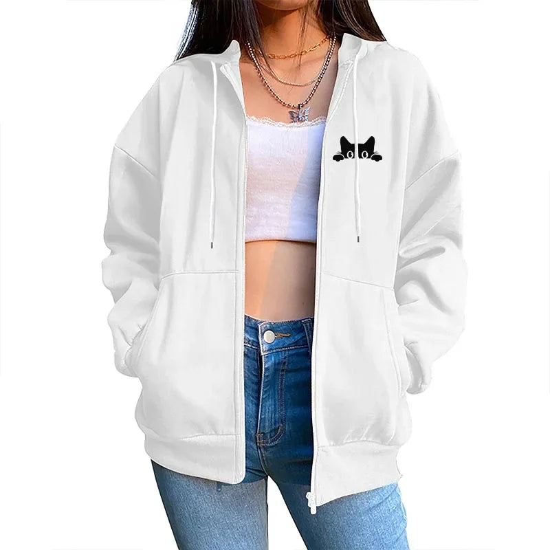 Letter Print Zip Cardigan Hoodie