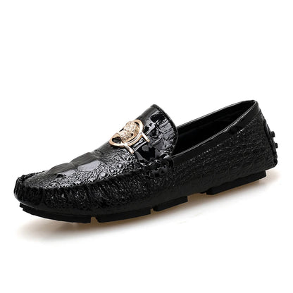 Crocodile Pattern Slip-On Shoes