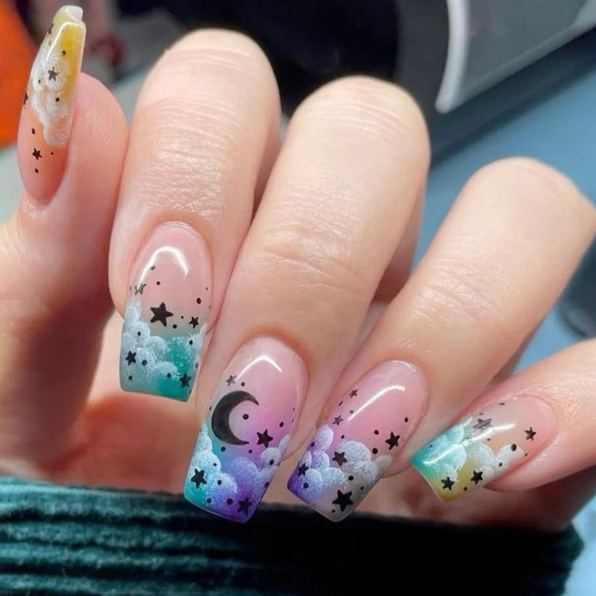 96Pcs French Wave Nail Set