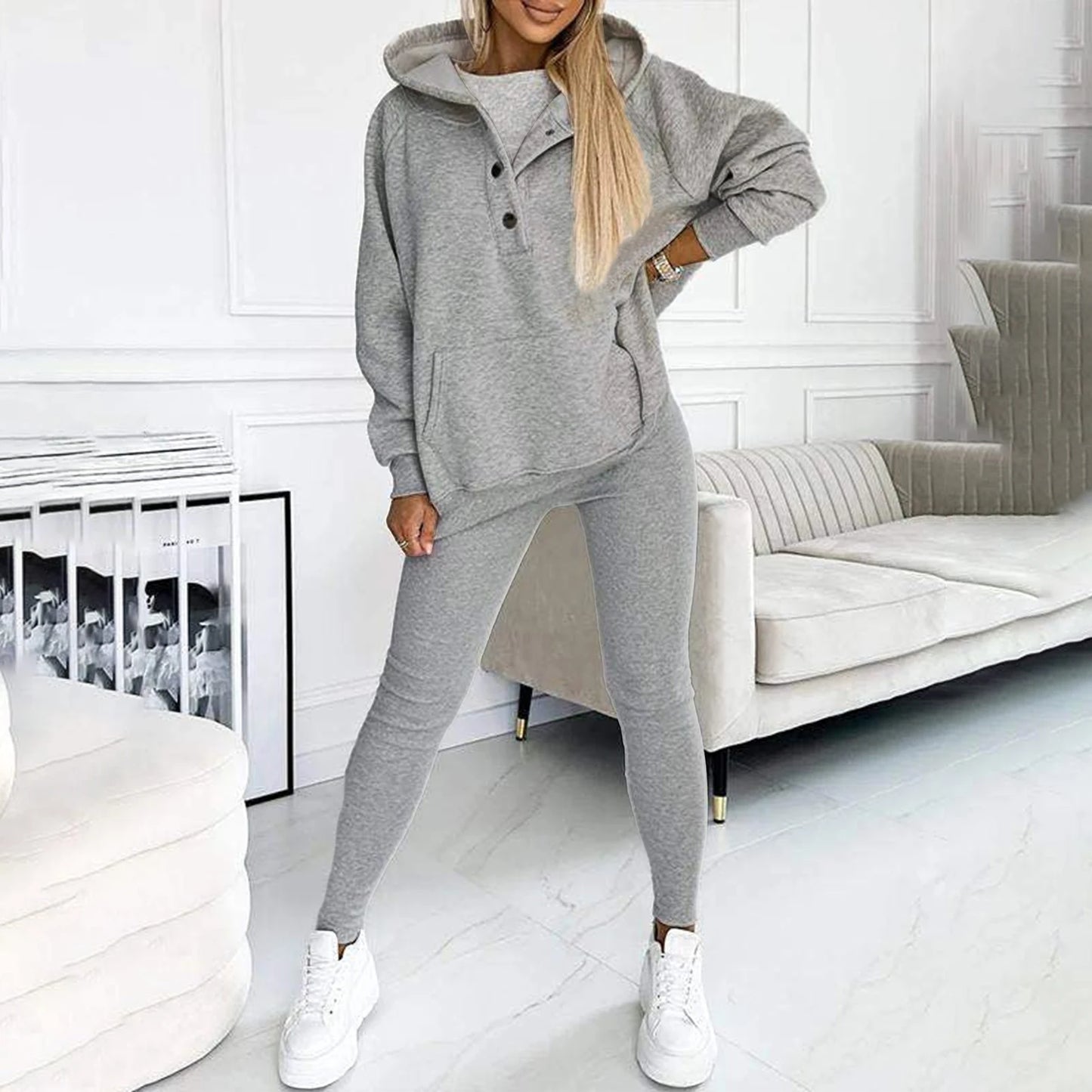 Women 2-Piece Hooded Sweatshirt Joggers Set