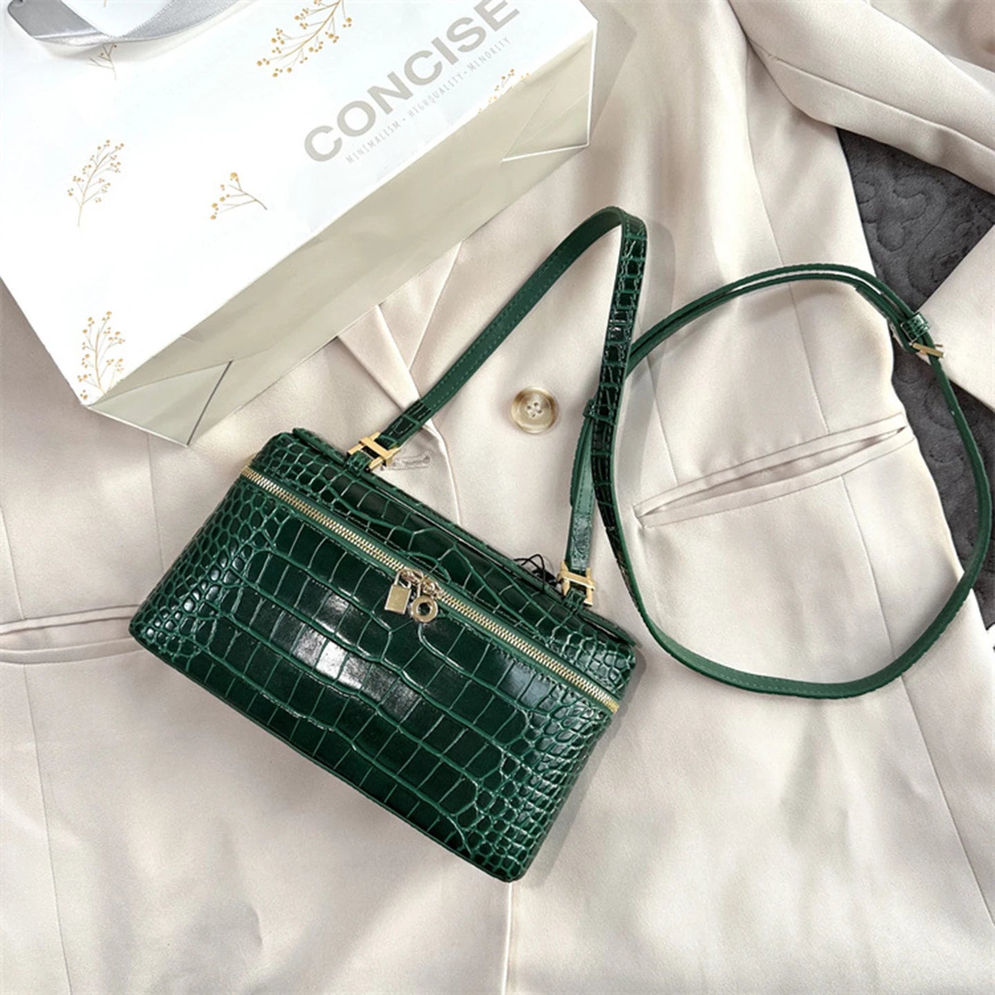 Crocodile Embossed Mini Clutch