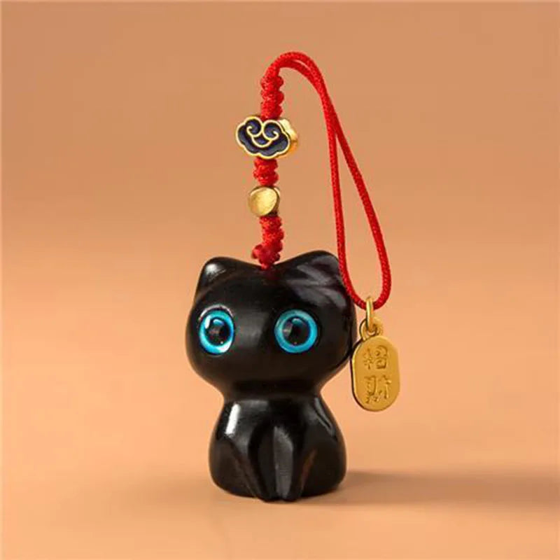 Sandalwood Wooden Cat Keychain Anime