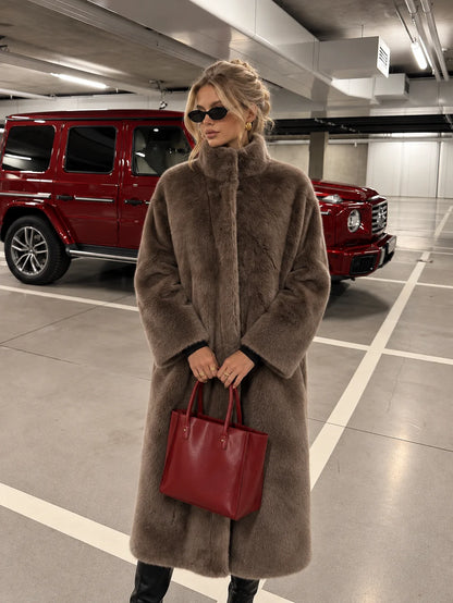 Longline Faux Fur Coat