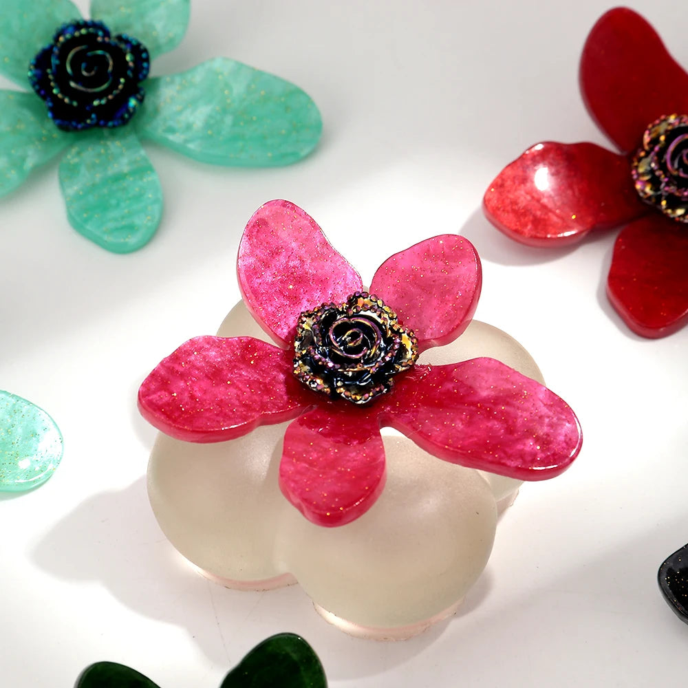 Large flower statement earrings