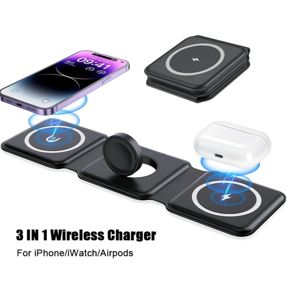 3 in 1 Foldable Wireless Charger Pad for iphone devices