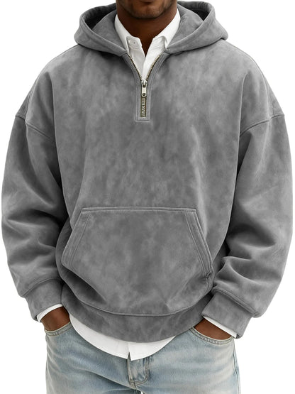 Suede Half-Zip Hoodie