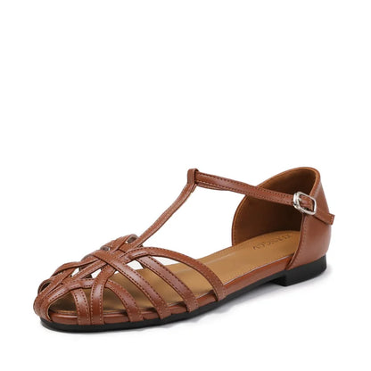 Low Heel T-Strap Roman Sandals for Women