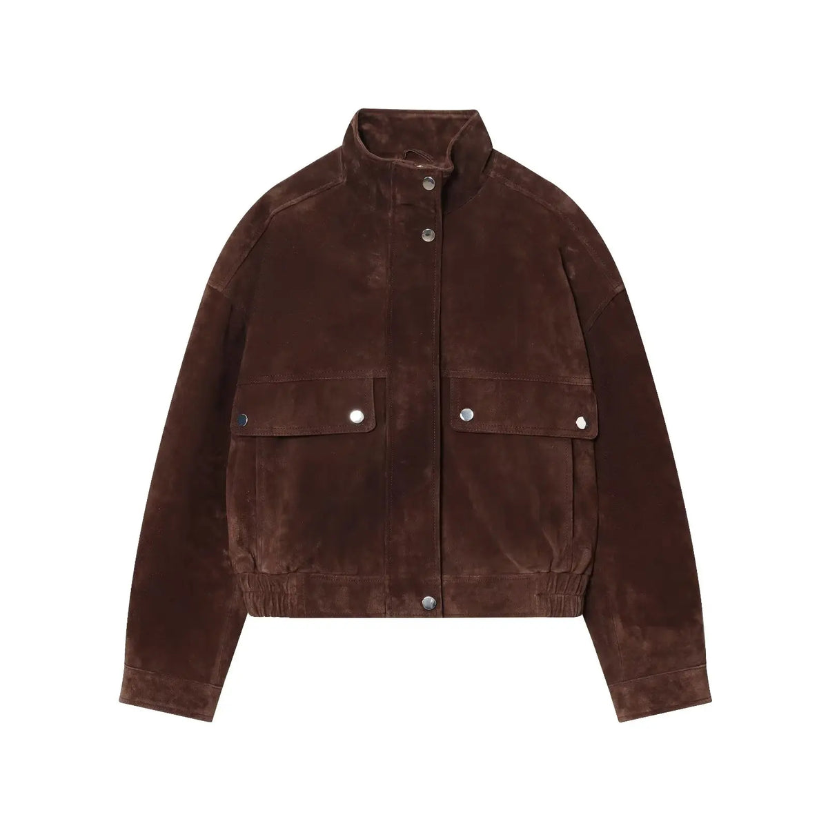 Stand Collar Faux Suede Jacket
