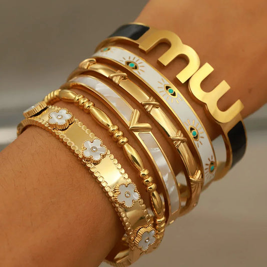 Gold Letter Cuff Bracelet