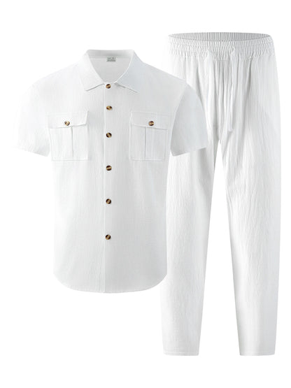 Cotton Linen Short Shirt Set