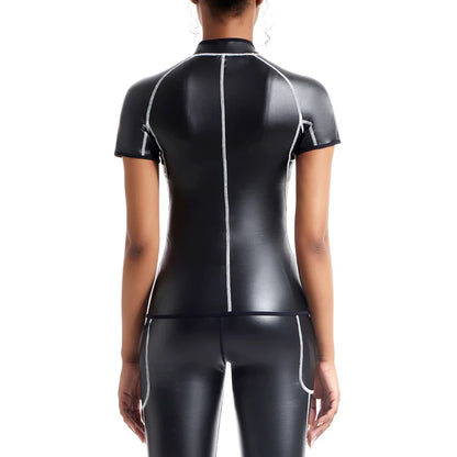 Faux Leather Waist Top